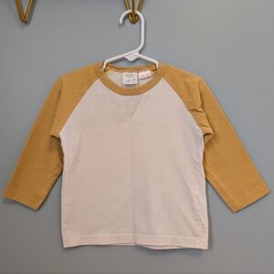 Zara Kids Raglan Sleeve Top White Yellow